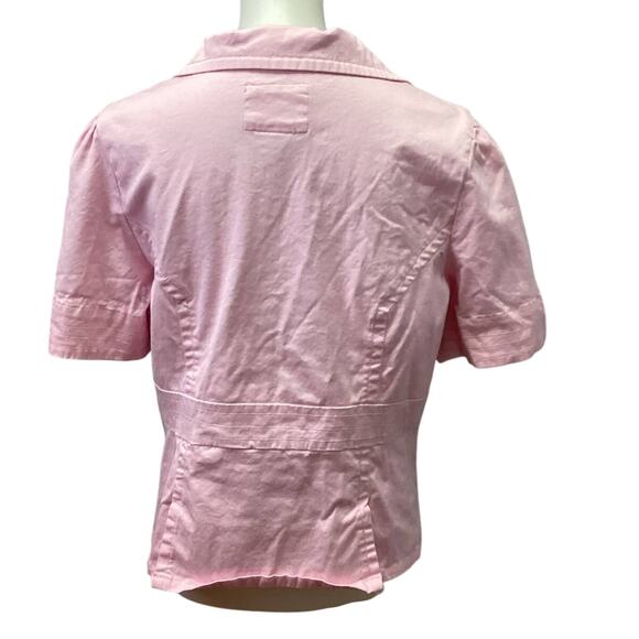 Live A Little Womens XL Cotton Blend Pink Short Sleeve Button Up Jacket Blouse - Picture 4 of 6